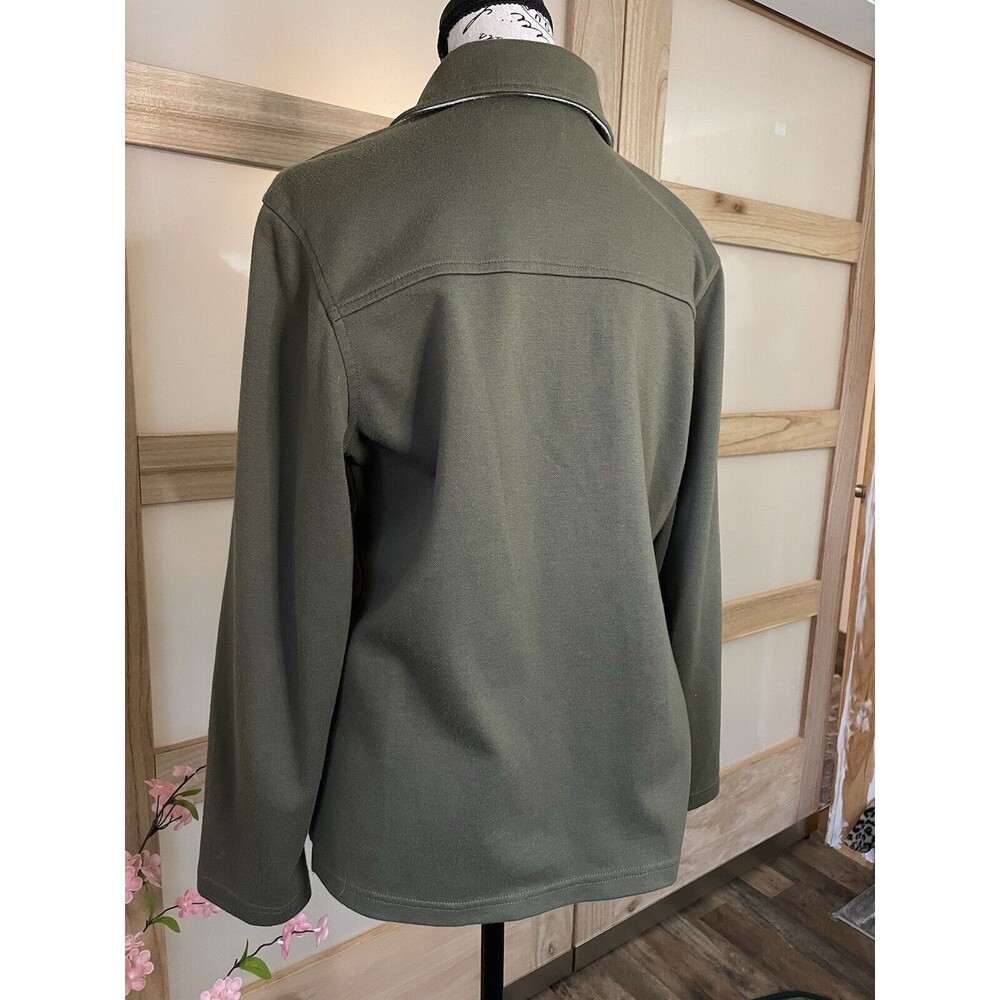 Architect Cardigan Sweater Womens Petites Medium Green Snap Button Pocket Collar - Picture 6 of 9
